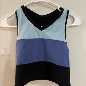 Prospirit Colorblock V-Neck Tank Top in Light Blue, Blue and Black